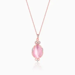 Rose Gold Pink Pendant with Link Chain