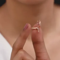 Rose Gold Pink Quartz Flower Ring