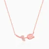 Rose Gold Pink Quartz Flower Necklace