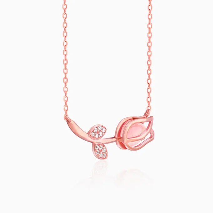 Rose Gold Pink Quartz Flower Set of Two