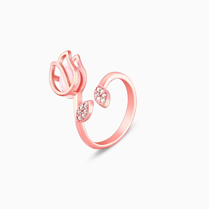Rose Gold Pink Quartz Flower Set of Two