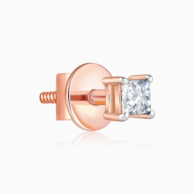 Rose Gold Pretty Solitaire Lab Grown Diamond Studs