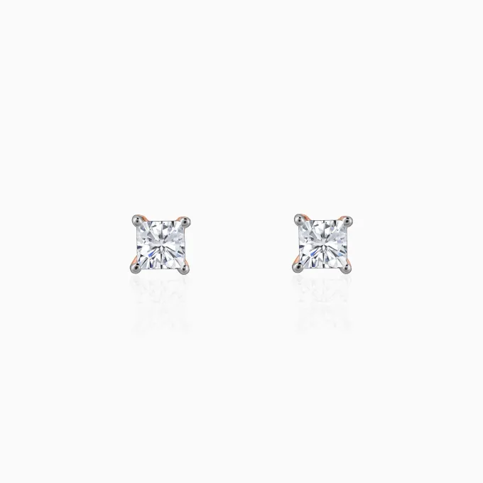 Rose Gold Pretty Solitaire Lab Grown Diamond Studs