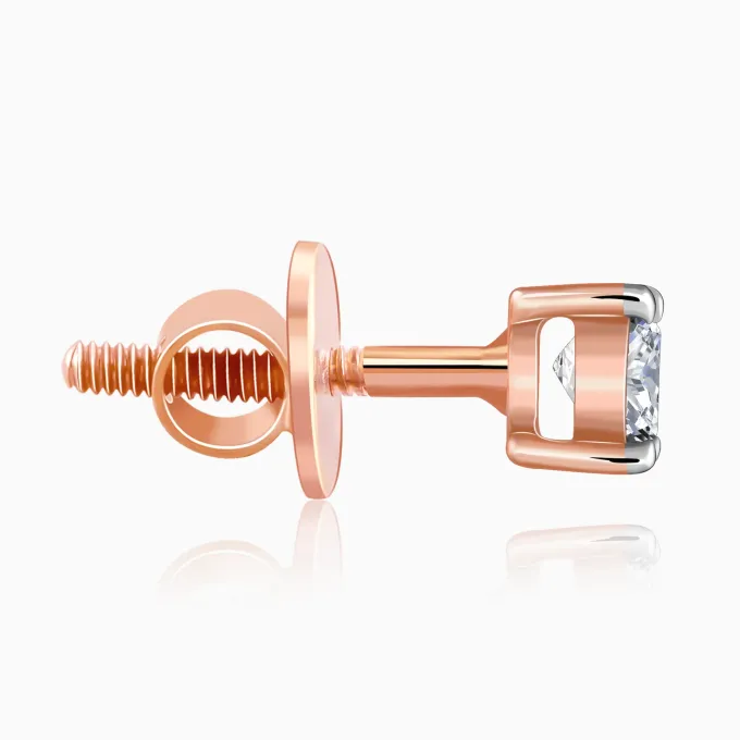 Rose Gold Pretty Solitaire Lab Grown Diamond Studs