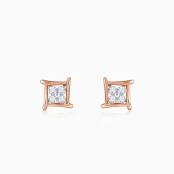 Rose Gold Princes Lab Grown Diamond Stud Earrings