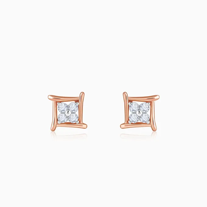 Rose Gold Princes Lab Grown Diamond Stud Earrings