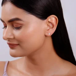 Rose Gold Princes Lab Grown Diamond Stud Earrings