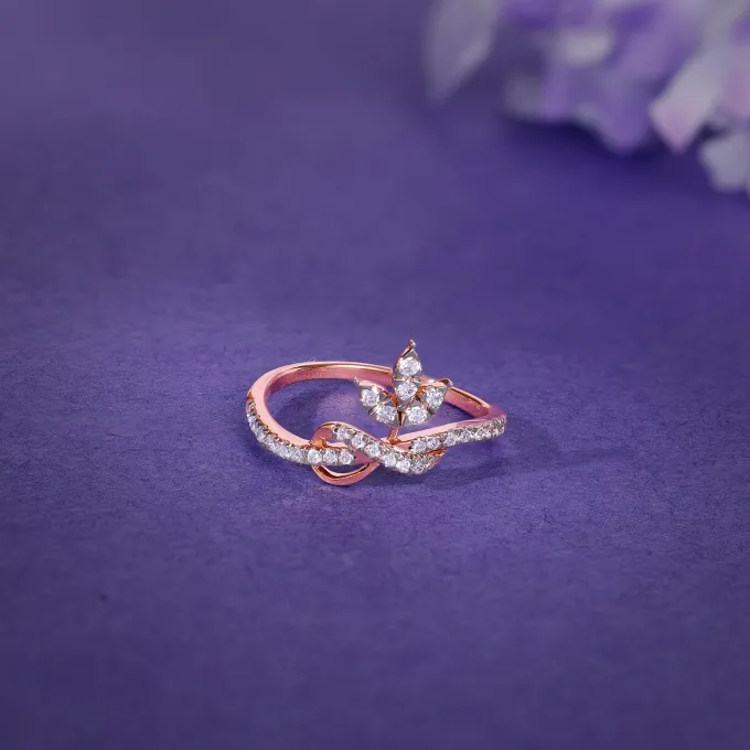 Rose Gold Pure Leaf Lab Grown Diamond Ring