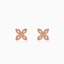 Rose Gold Quatrefoil Stud Earrings