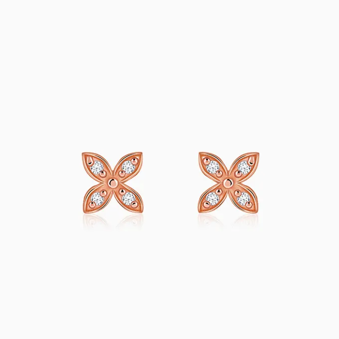 Rose Gold Quatrefoil Stud Earrings