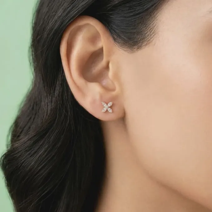Rose Gold Quatrefoil Stud Earrings