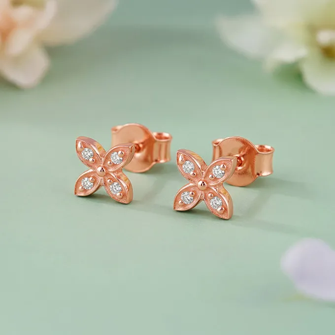 Rose Gold Quatrefoil Stud Earrings