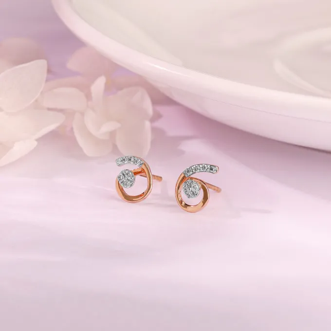 Rose Gold Quoted Diamond Earrings
