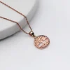 Rose Gold Rainbow Tree of Life Pendant with Link Chain