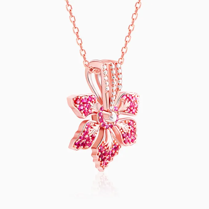 Rose Gold Rani Ebony Pendant with Link Chain