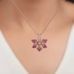 Rose Gold Rani Ebony Pendant with Link Chain