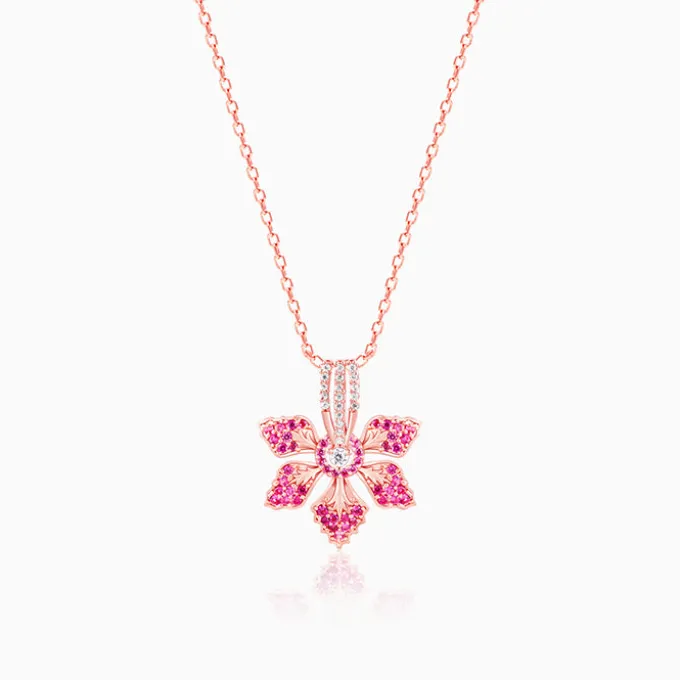 Rose Gold Rani Ebony Pendant with Link Chain