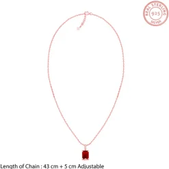 Rose Gold Red Baguette Pendant with Link Chain