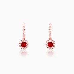 Rose Gold Red Drizzle Drop Earrings