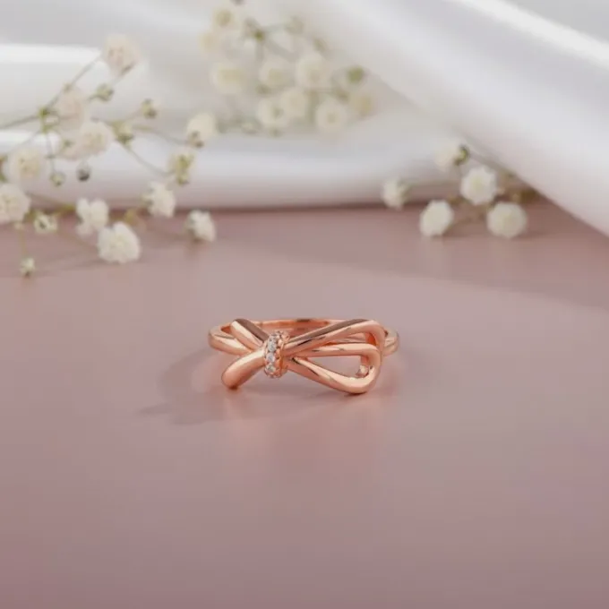 Rose Gold Ribbon Shine Ring