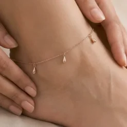 Rose Gold Rice Bead Anklet