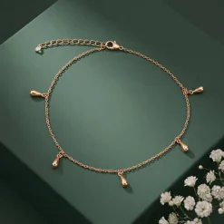 Rose Gold Rice Bead Anklet