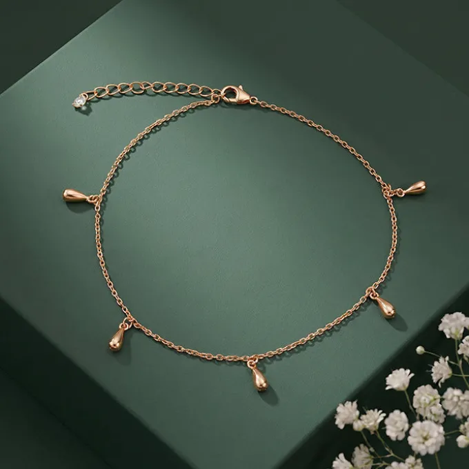 Rose Gold Rice Bead Anklet