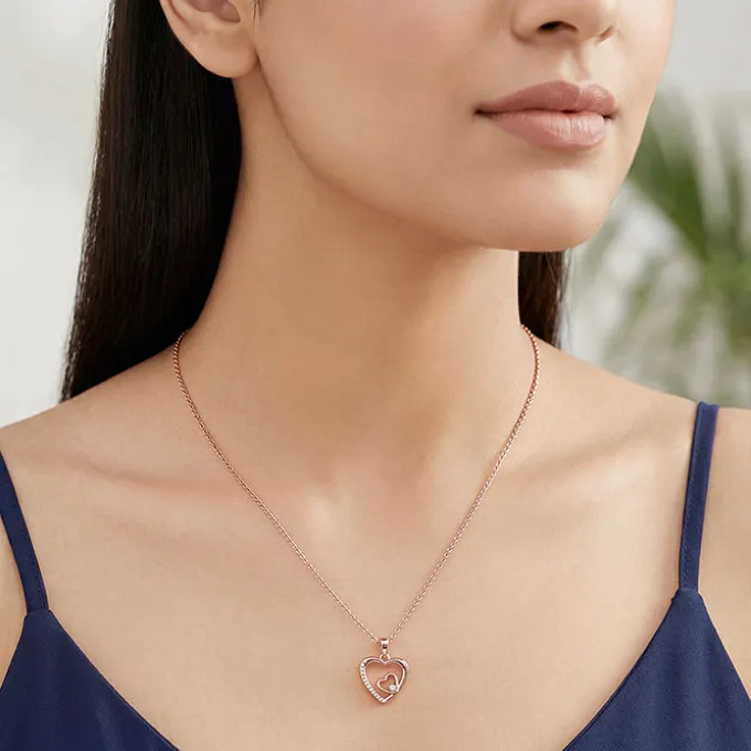 Rose Gold Rose Harmony Pendant With Link Chain