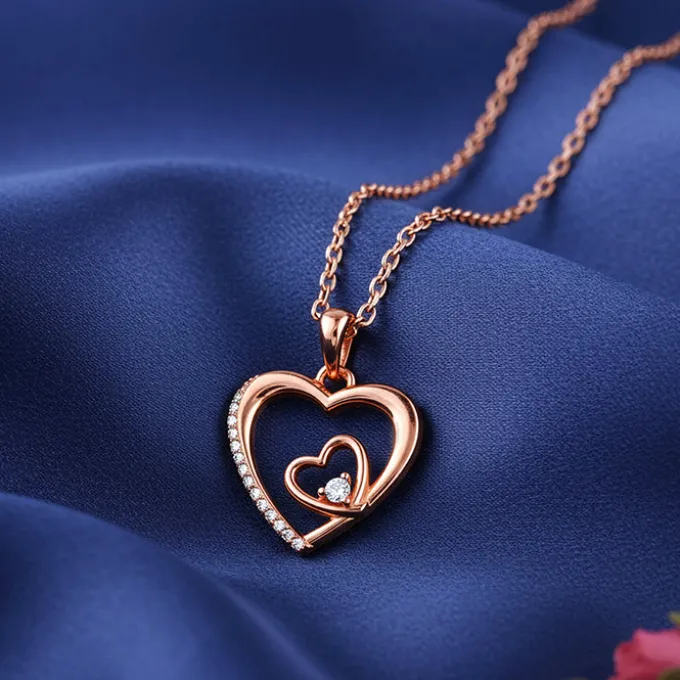 Rose Gold Rose Harmony Pendant With Link Chain