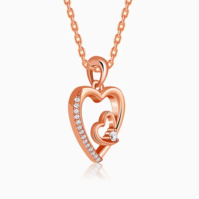 Rose Gold Rose Harmony Pendant With Link Chain
