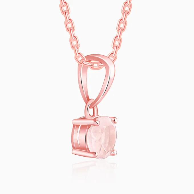 Rose Gold Rose Quartz Pendant With Link Chain