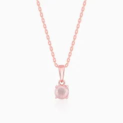 Rose Gold Rose Quartz Pendant With Link Chain