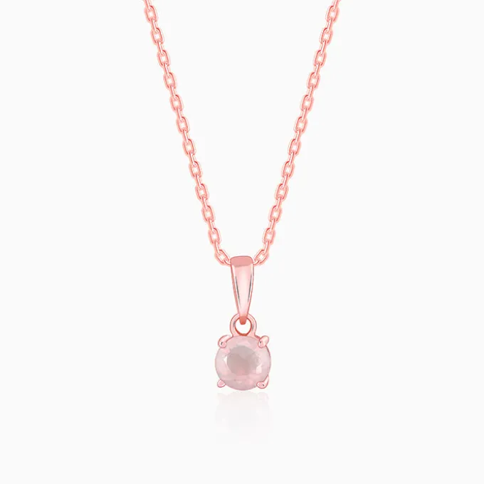 Rose Gold Rose Quartz Pendant With Link Chain
