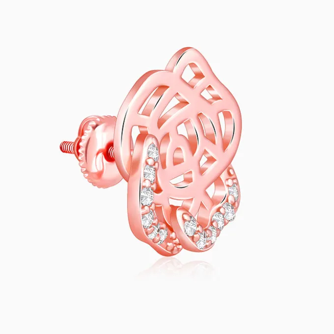 Rose Gold Rosette Filigree Earrings