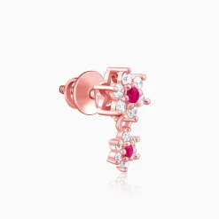 Rose Gold Royal Pink Floral Earrings