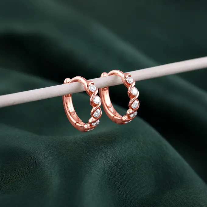 Rose Gold Serin Lab Grown Diamond Hoop Earrings