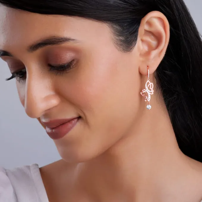 Rose Gold Shining Butterfly Earrings