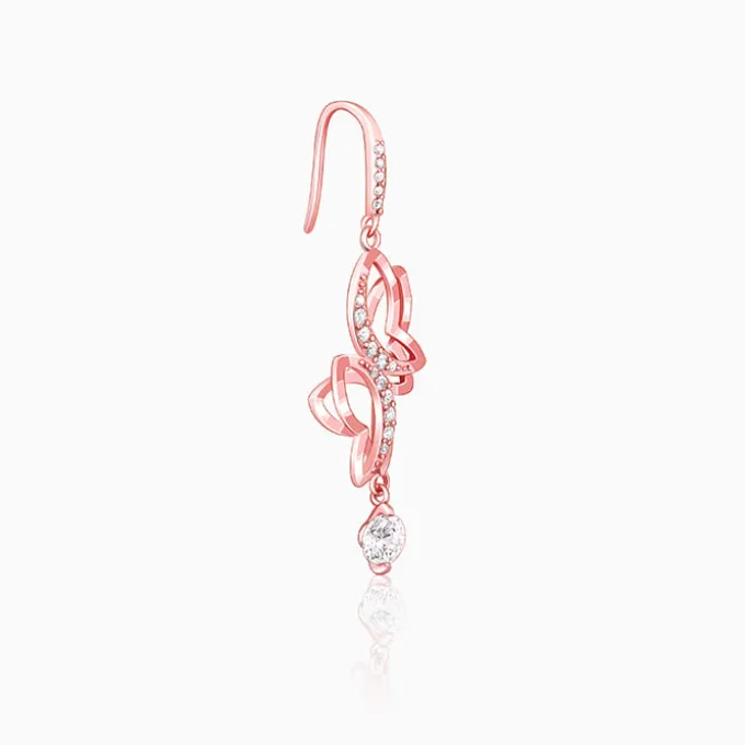 Rose Gold Shining Butterfly Earrings