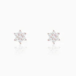Rose Gold Shining Flower Studs