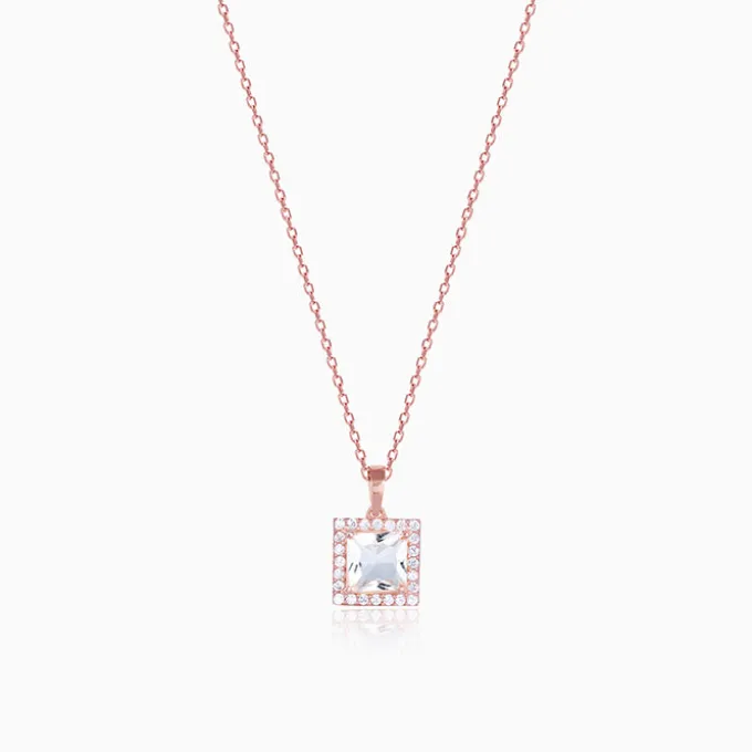 Rose Gold Snow White Pendant With Link Chain