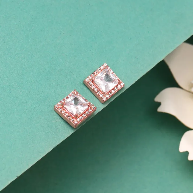 Rose Gold Snow White Studs