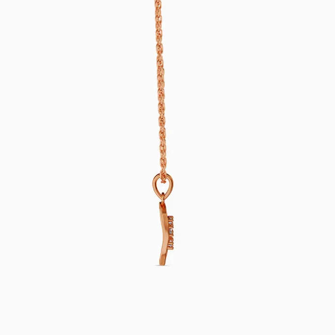 Rose Gold Snowflakes Pendant With Link Chain
