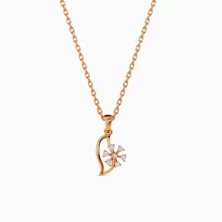 Rose Gold Snowflakes Pendant With Link Chain