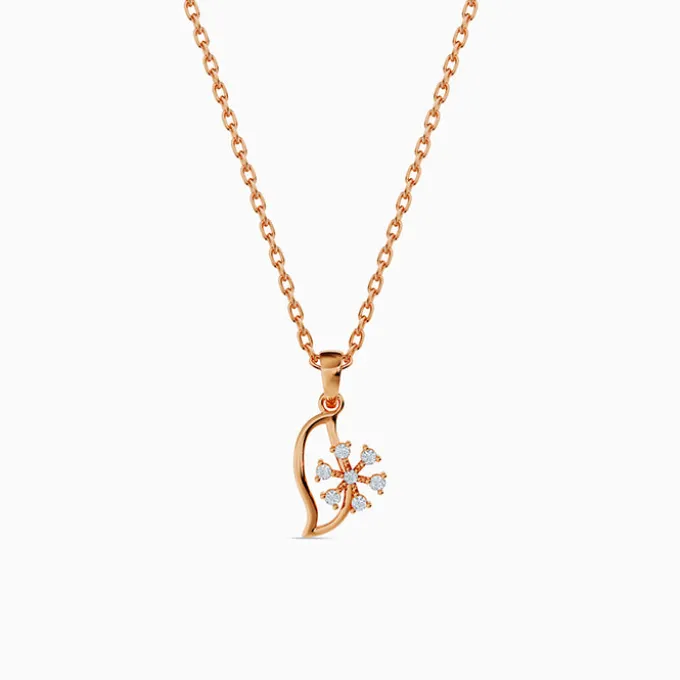 Rose Gold Snowflakes Pendant With Link Chain