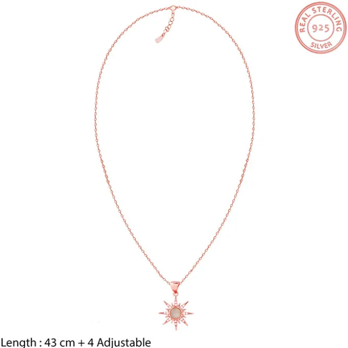 Rose Gold Solar Flare Pendant with Link Chain