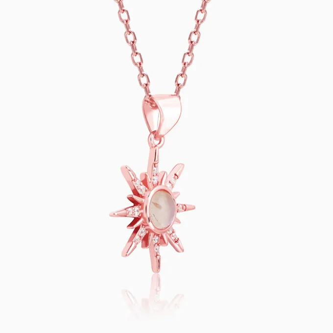 Rose Gold Solar Flare Pendant with Link Chain