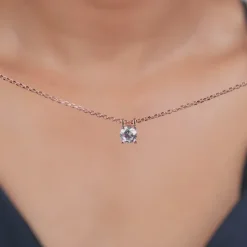 Rose Gold Solitaire Gleam Pendant With Link Chain