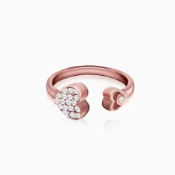 Rose Gold Sparkling Heart Ring