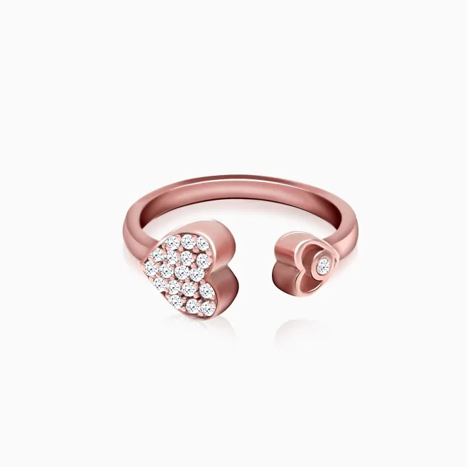 Rose Gold Sparkling Heart Ring