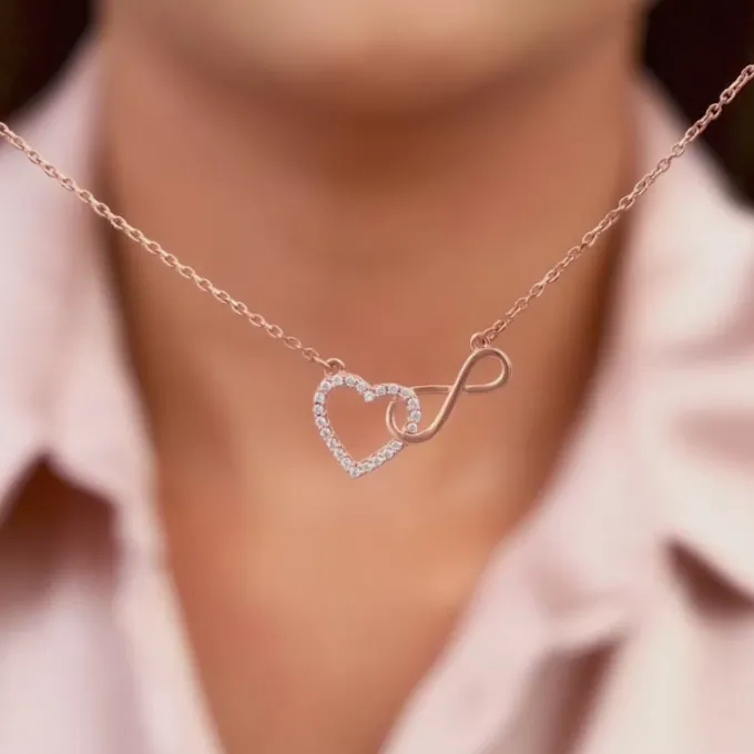 Rose Gold Sparkling Infinity Necklace